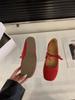 Flat-bottomed Retro Suede Red Wedding Shoes Mary Jane Single Shoes Women's Shoes 2025 Spring and Summer Ballet Gentle Evening Shoes