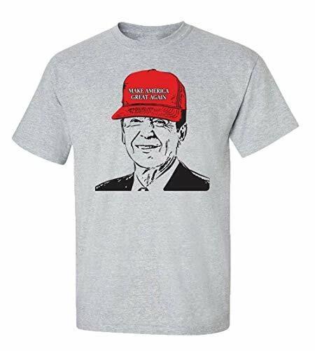 Political Reagan Make America Great Again Short Sleeve Tee Shirt Sports Gray L
