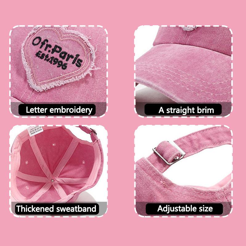 Koreańska czapka baseballowa damska wiosenno-letnia retro haft serce miłości snapback kapelusz dziewczęca moda naszywka ochrona przed słońcem czapki z miękkim daszkiem