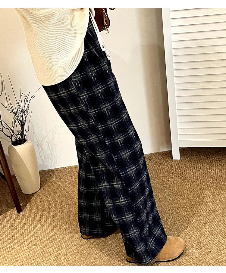 Women's Plus Size High Waist Vintage Plaid Wide Leg Pants - Winter 2025 Collection