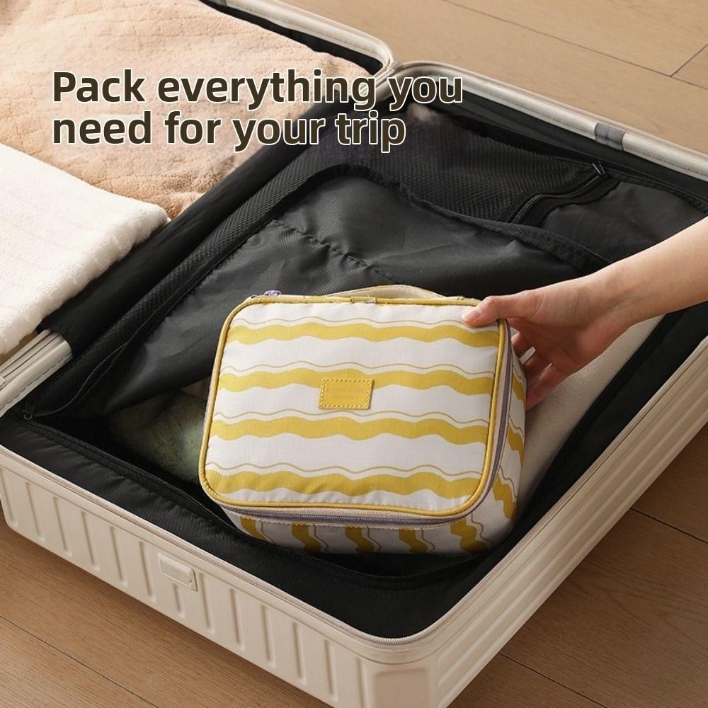 Large Capacity Striped Makeup Bag Waterproof Wash Bag Travel Cosmetic Pouch  Bathroom