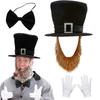 Abrahams Lincolns Costume Accessories Beard Mustache Top Hat Necktie Presidents Day Costume Halloween Cosplay Costumes