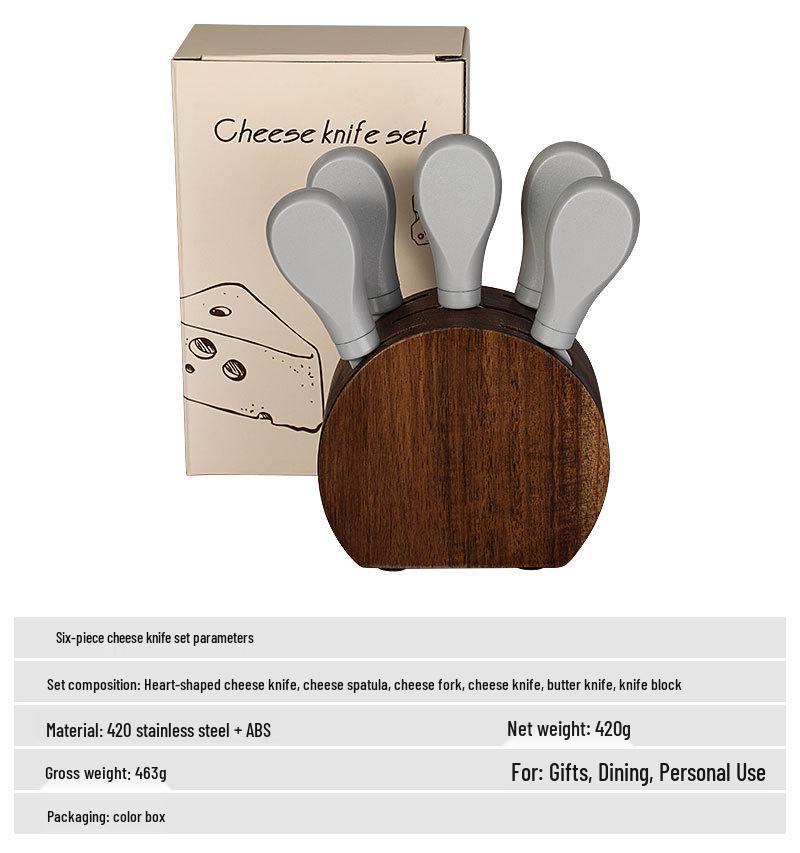Käsemesser & Gabel Geschenkset mit Akazienholzsockel - 6-teiliges Buttermesser-Set