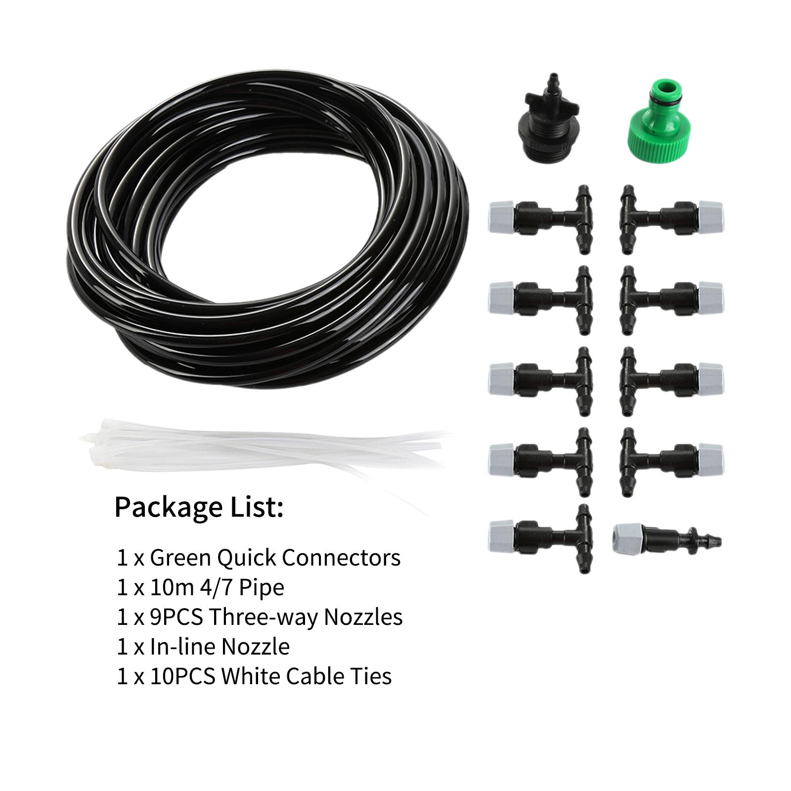 

10MCelsius32.8FT Misting Irrigation Kit with Hose Nozzles Quick Connectors Self-Watering System Distribution Tubing for Plants Greenhouse Patio La