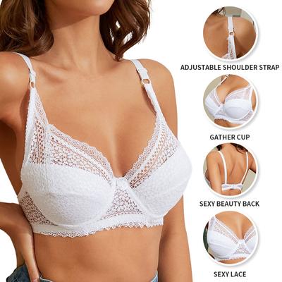 Women Lace Plus Size Bras Sexy Push Up Bralette Hollow Out Lingerie Embroidery Bra Brassiere Female Underwired Underwear