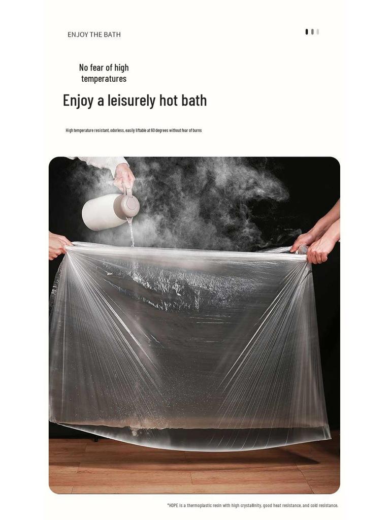 Thick Disposable Plastic Bath Bag for Round Tubs - Foldable Liner