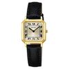 Seiko Selection SSEH018 Women's Quartz Watch Yellow Gold Leather Strap Black Square