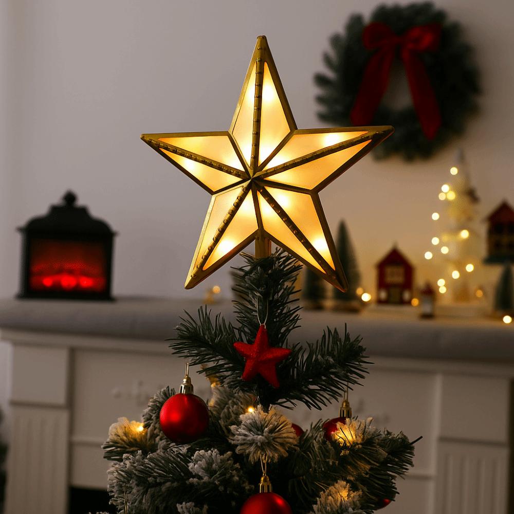 Plastic Christmas Tree Top Star Glowing Lovely Christmas Decorative Star Light Lightweight Christmas Tree Ornament New Year