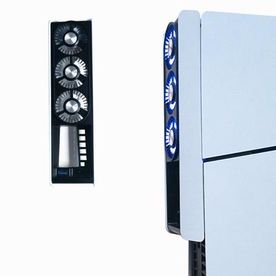 Ventilador de resfriamento rápido Myth Goku para PlayStation5 Slim com luz LED que prolonga a vida útil. 3 ventiladores de resfriamento para console PS5 Slim com dissipação de calor e porta USB.