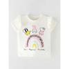 Cartoon Piggy Girls' White Short-Sleeved Summer T-shirt