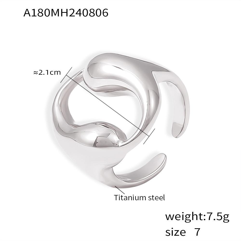 Double Water Drop Hollow Adjustable Ring, 18K Gold-Plated Titanium Steel Jewelry. Size 7