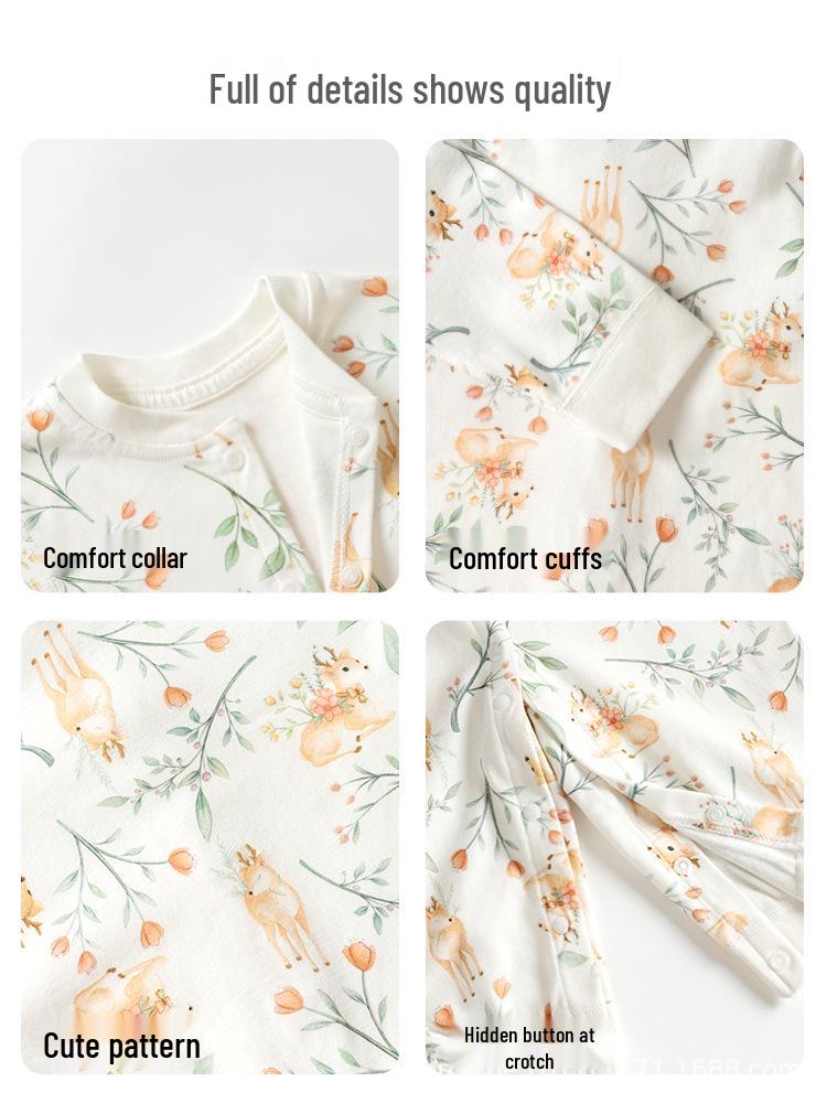 Premium Newborn Cotton Romper - Unisex All-Season Toddler Onesie for Spring & Autumn 66 cm