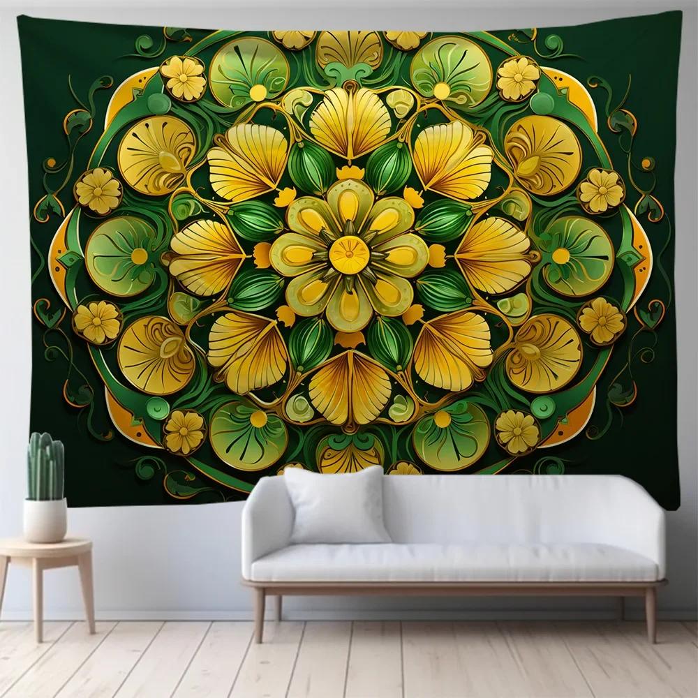 VIKAMA Nordic Mandala Tapestry Large Bohemian Wall Hanging Psychedelic Hippie Home Decor Art Backdrop Cloth