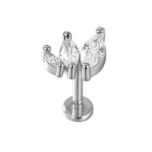 1 Adet Çiçek Tragus Piercing Küpe Ucu İçten Dişli 316L Cerrahi Çelik Takı