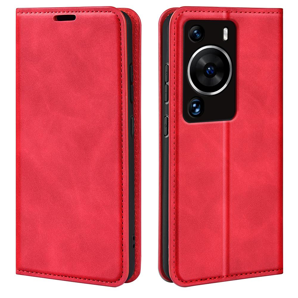 

Для Huawei P60 Pro кожаный чехол-кошелек с сенсорным экраном Folio Flip Stand Phone Cover Red