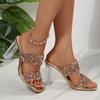 Im Sommer 22, die neuen europäischen und amerikanischen Kristall-Absatz-Schleif-Sandalen in Zentimetern, eine Absatzhöhe in Zentimetern