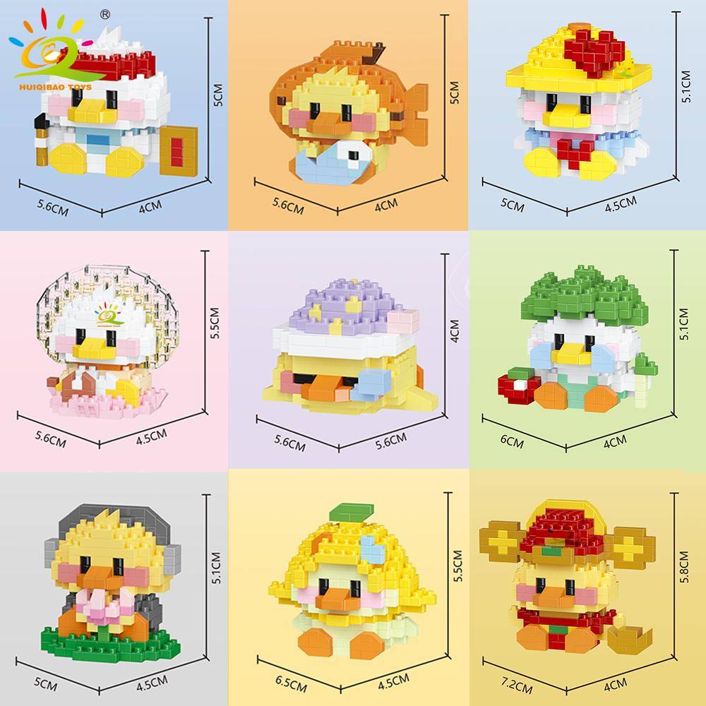 Mini Cute Duck Cosplay Dress Animal Micro Building Block 3D Diamond Model Brick DIY City Construction Toys for Children
