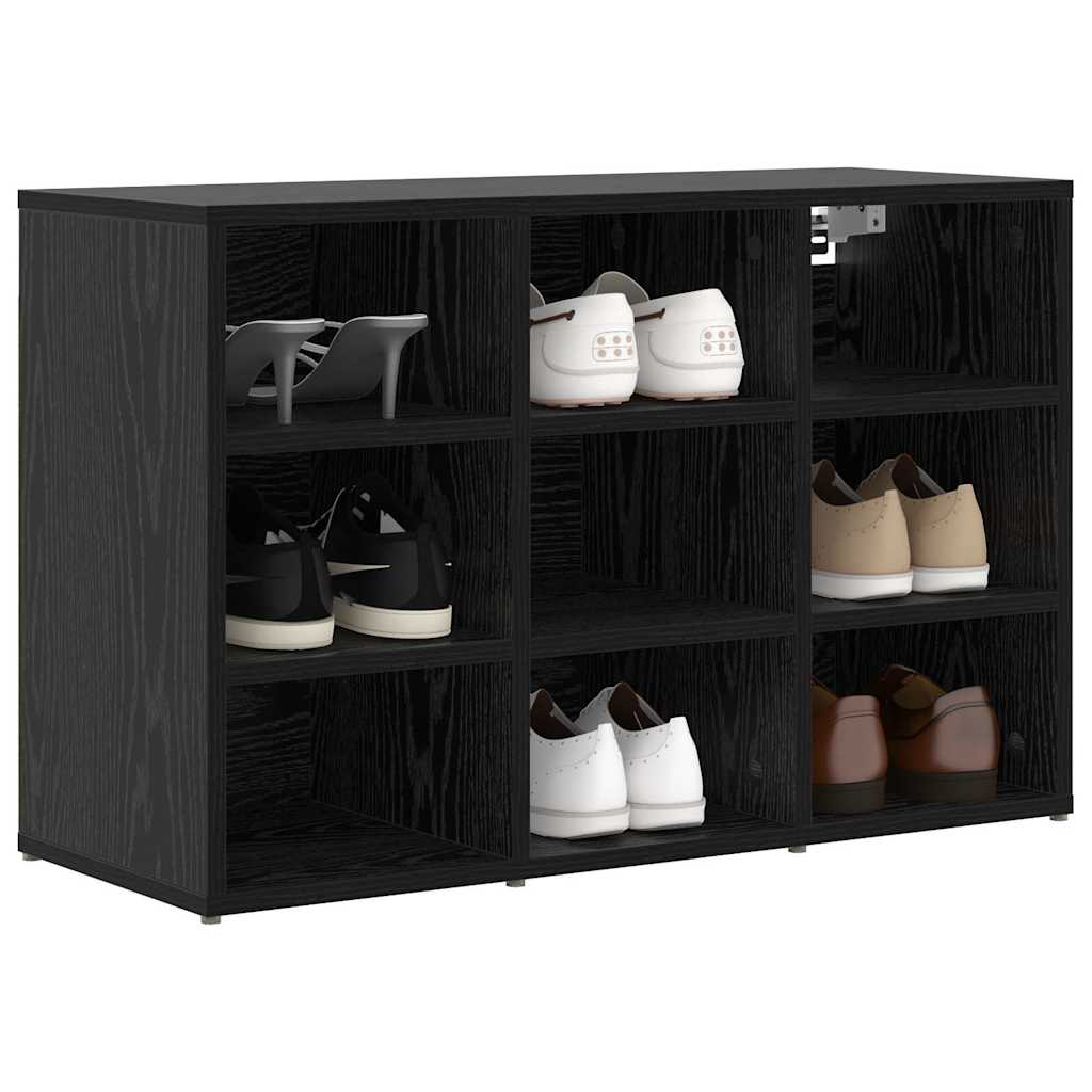 Shoe Cabinet with Shelf Black Oak Effect 77.5 x 30 x 51 cm
