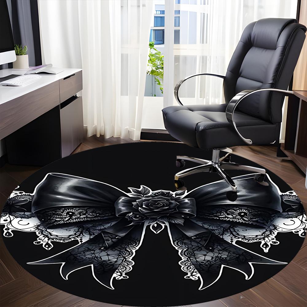 1pc Gothic Bow Chair Carpet for Office, Non slip, Soft and Durable Office Rug for Interior Decoration
