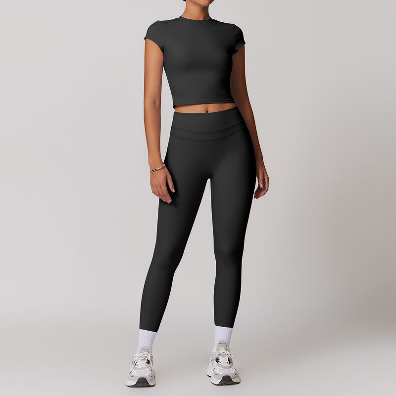 Guangzhou Zechuang Clothing Co., Ltd. Brushed Tight Back Yoga Suit Stretch High Waist Workout Clothes for Women Running