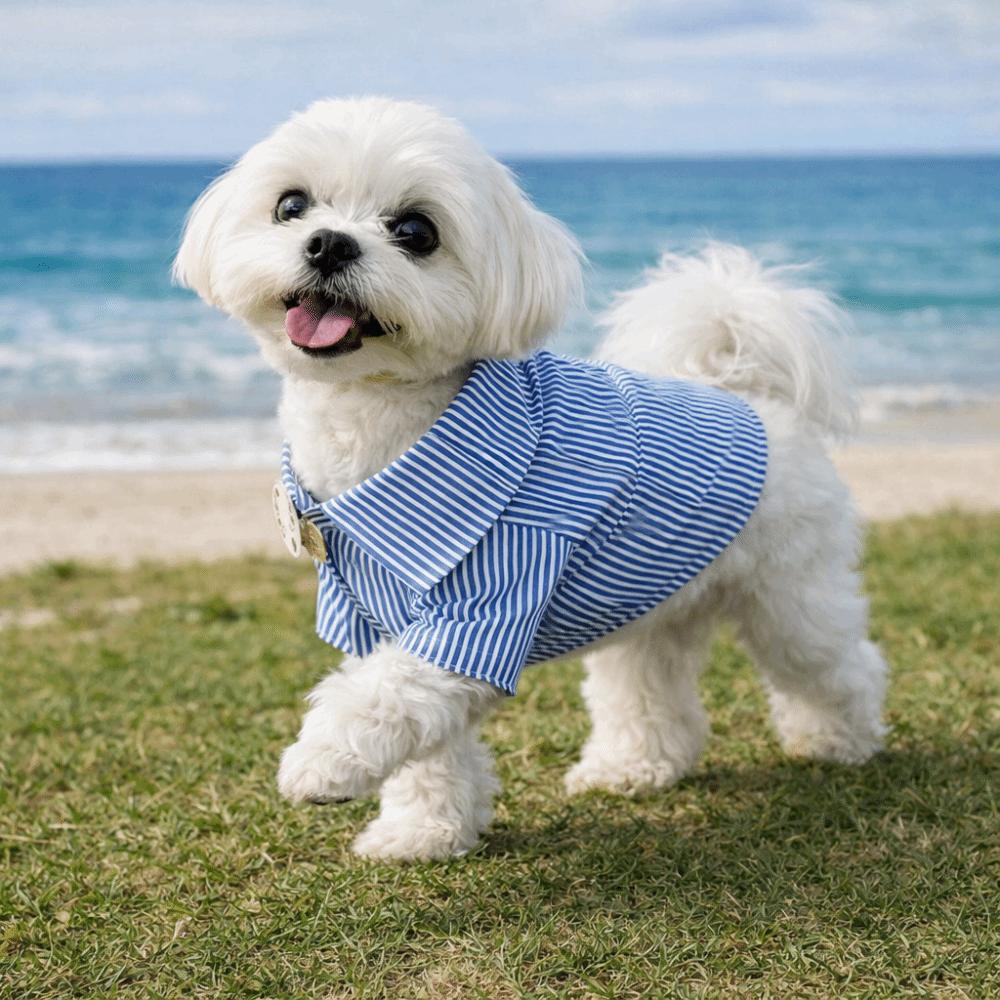 Mit Fliege Hunde-Schlafanzug Dünner Stoff Haustier-T-Shirt Lässige Gestreifte Hundehemden Partys