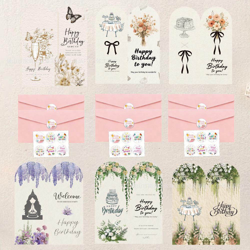 New Black Gold Series Birthday Card: High-End Foldable Handwritten Greeting for Gifts