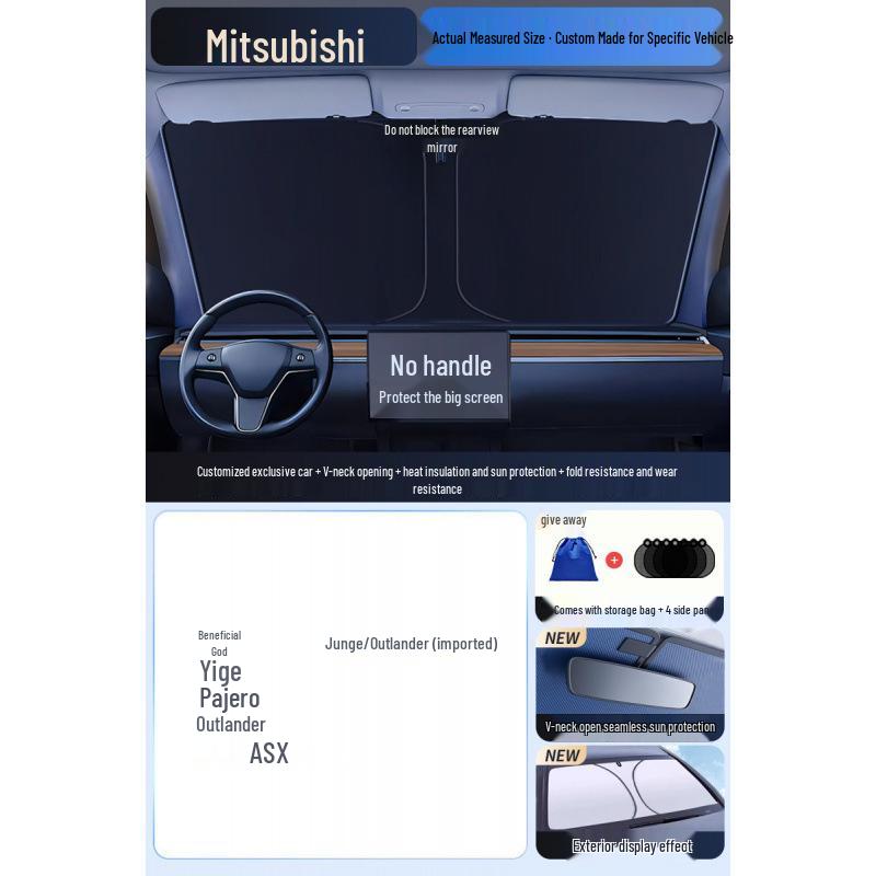 Car Sun Visor Sunshade for Small Windows - Heat Insulation Curtain for Interior Windshield