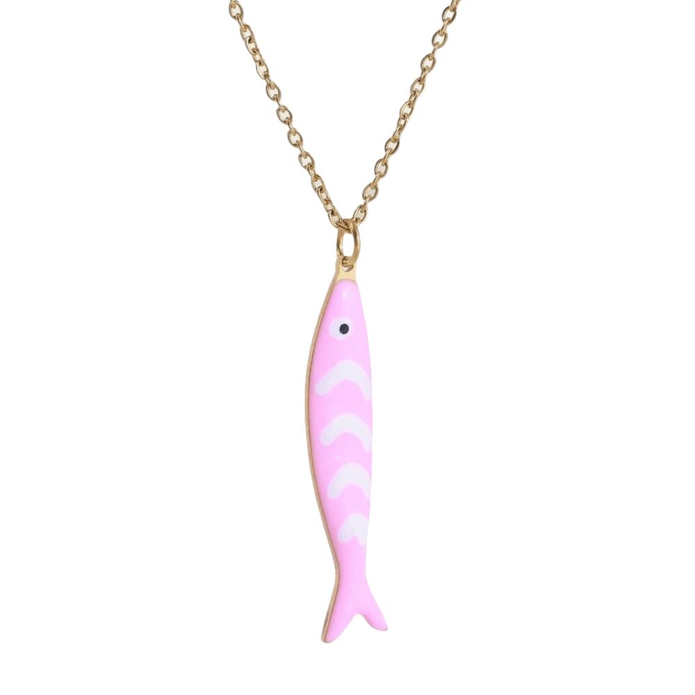 Lightweight Stripe Fish Charms Pendant Stainless Steel Marine Organisms Jewelry Casual Outfit Light Pink