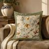 Light Luxury Bedding Pillowcase Floral Throw Pillow Cover  Flowers And Birds Cushion 18x18 Inch Removable Zippered Covers Decorative Square
