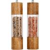 Premium Acrylic Salt and Pepper Grinder Set, Manual Salt and Pepper Mills- Wooden Shakers with Adjustable Ceramic Core-Salt Grinder and Pepper Mill