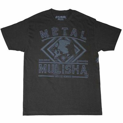 Camisetas unisex de manga corta con estampado de calavera de Metal Mulisha en negro.