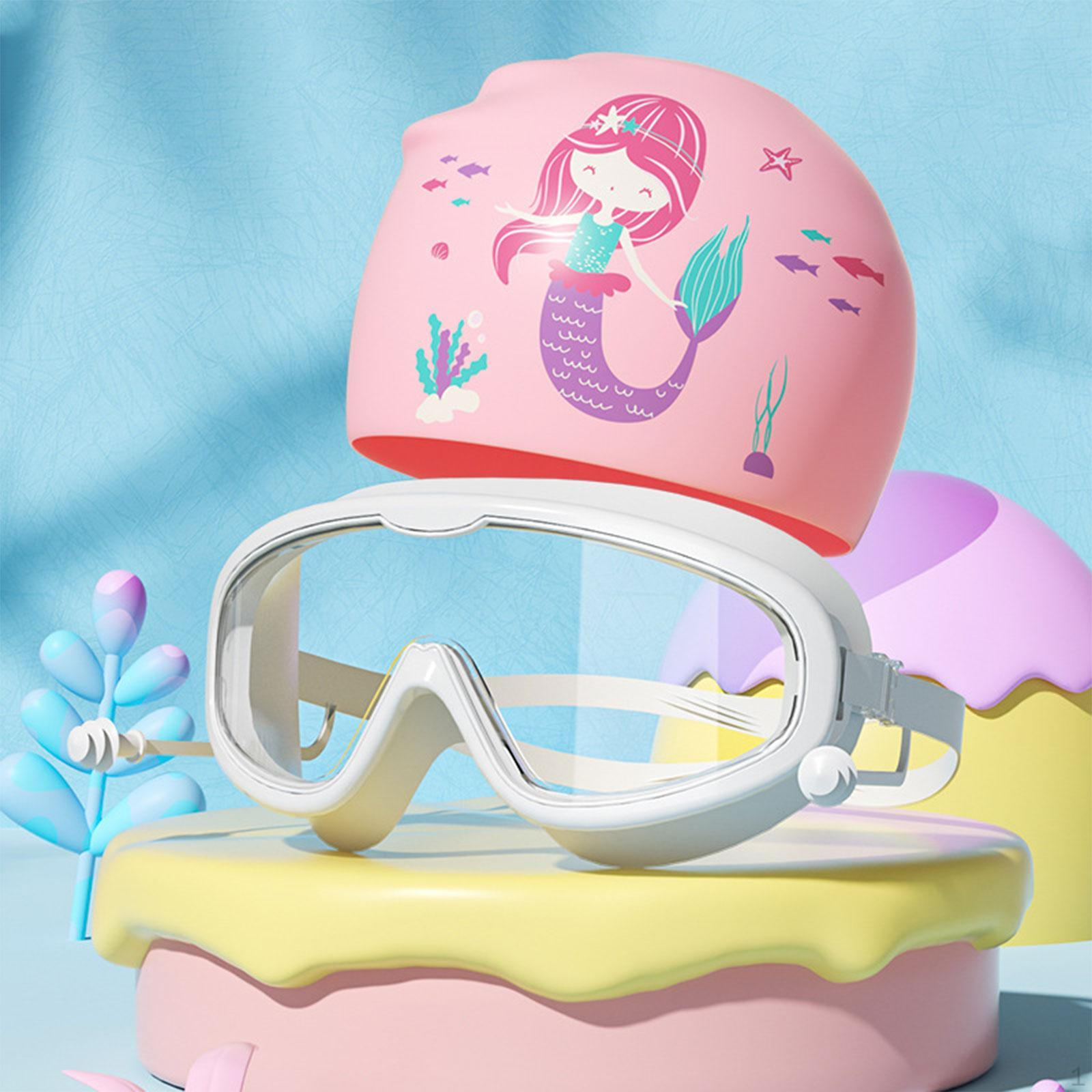 

Комплект для плавания с очками и шапочкой для волос любой длины White