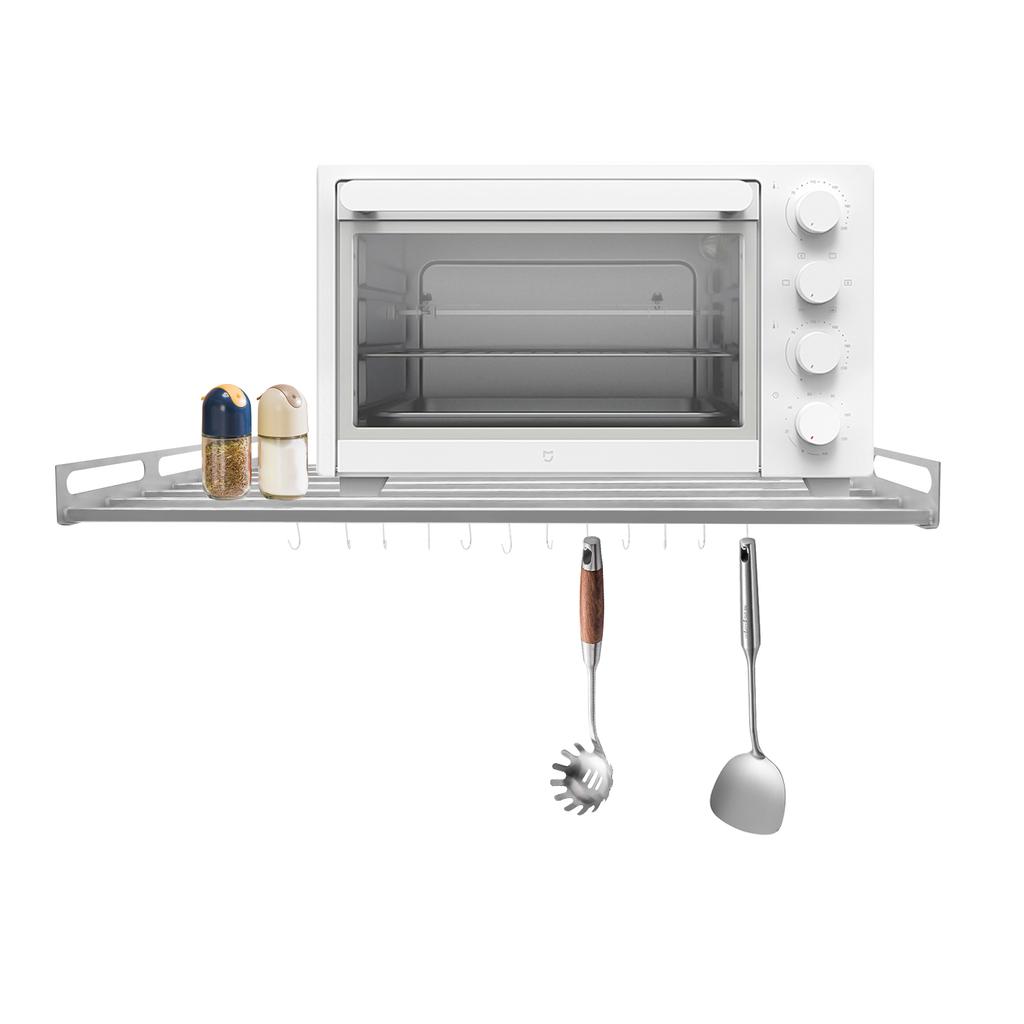 Expandable Wall-Mounted Microwave Oven Rack, Stainless Steel Kitchen Storage Shelf Suitable for Storage Tableware/Microwave Oven