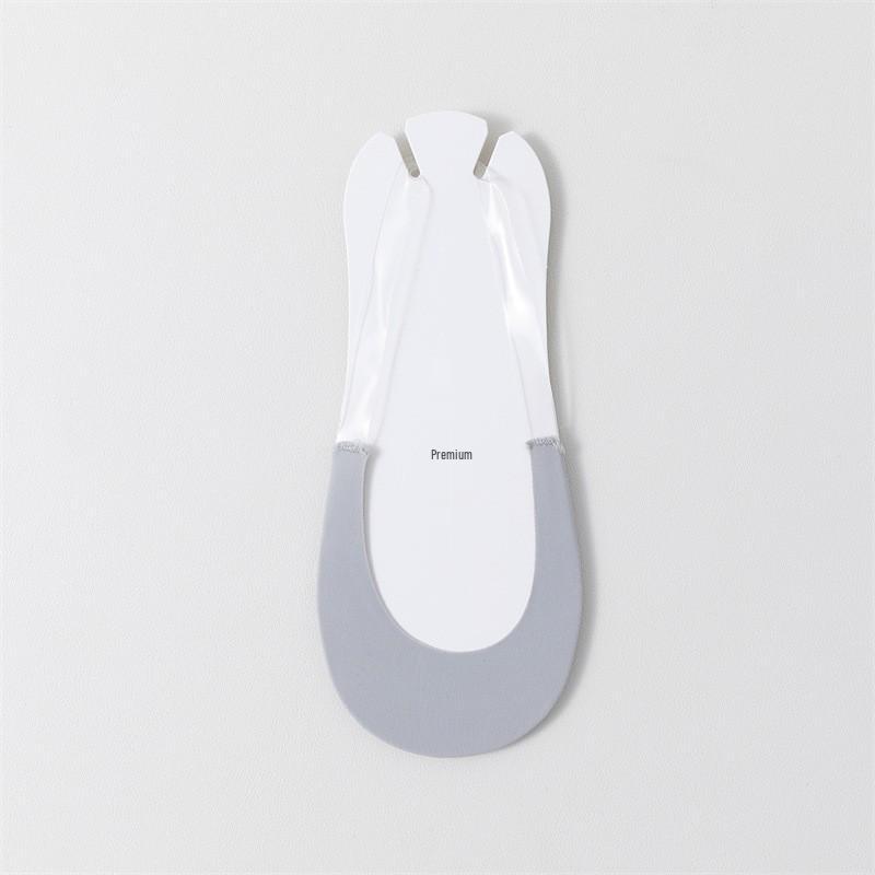 Invisible Ice Silk Low-Cut Boat Socks with Non-Slip Heel & Forefoot, Solid Color, Half-Palm Strap, Perfect for High Heels.