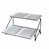 Lidded Food Serving Station Transparent Lids 2-Tier Buffet Serving Stand Rectangular Food Display Stand Particles-Resistant Lids