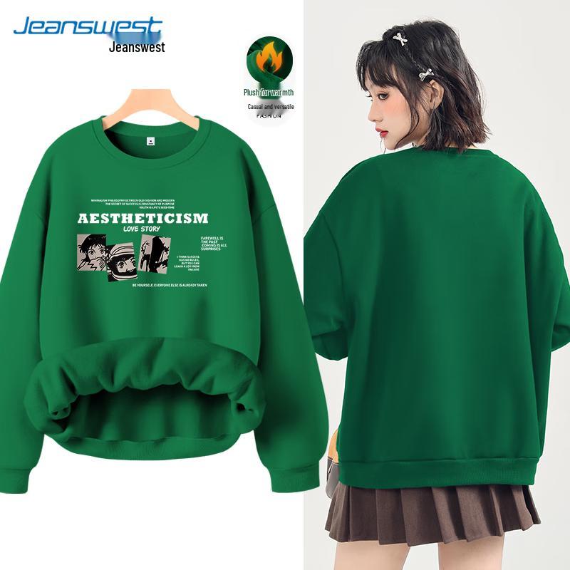JEANSWEST Damen 2024 Herbst/Winter Dickes Rundhals-Sweatshirt
