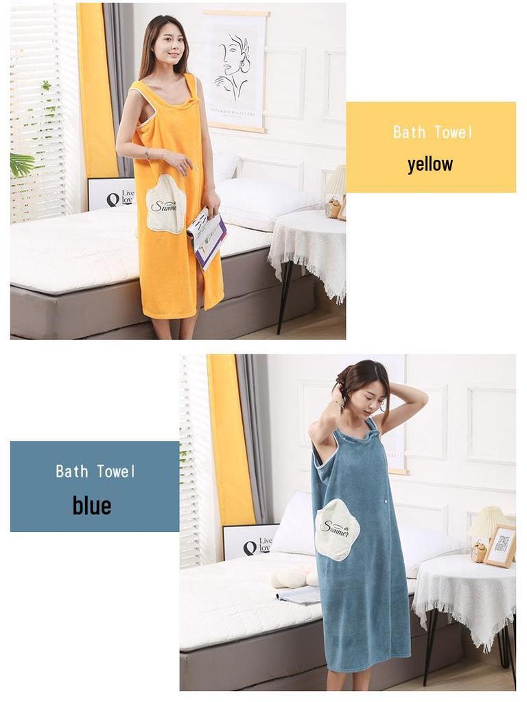 Women's Plus Size Coral Fleece Bath Skirt with Spaghetti Straps - Thick and Extra Large Wearable Bathrobe