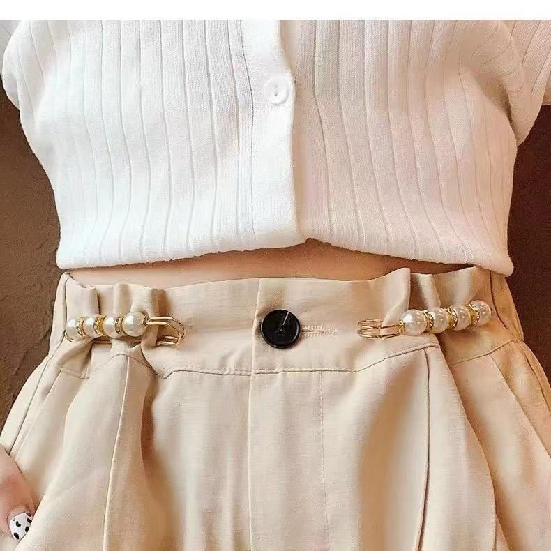 Set Pretty Pearl Pin Buckle Fixed Clothes Anti-naked Buckle Shrink Trouser Waist Ladies Decorative Accessories