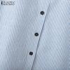 ZANZEA Women Stand Collar Casual Stand Collar Stripe Shirt Dress