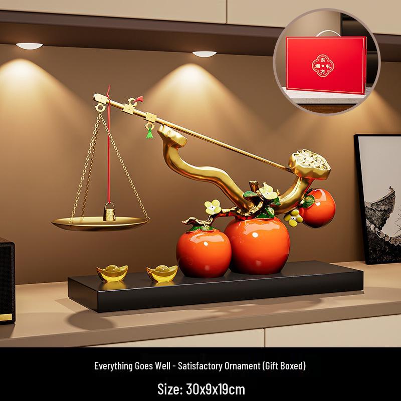 Luxury Ruyi Chinese Persimmon Ornament - Premium Living Room & Entryway Decoration, Perfect for Housewarming & Annual Gift Celebrations.