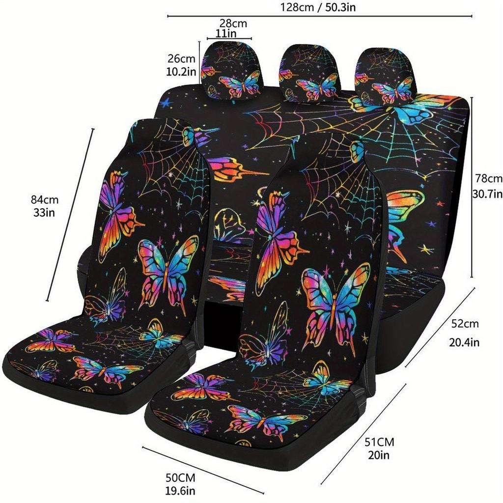 Butterfly For Galaxy Designed Car Seat Covers Set For Most Cars, Trendy Personalized Novelty Decorative Car Seat Protector Cover