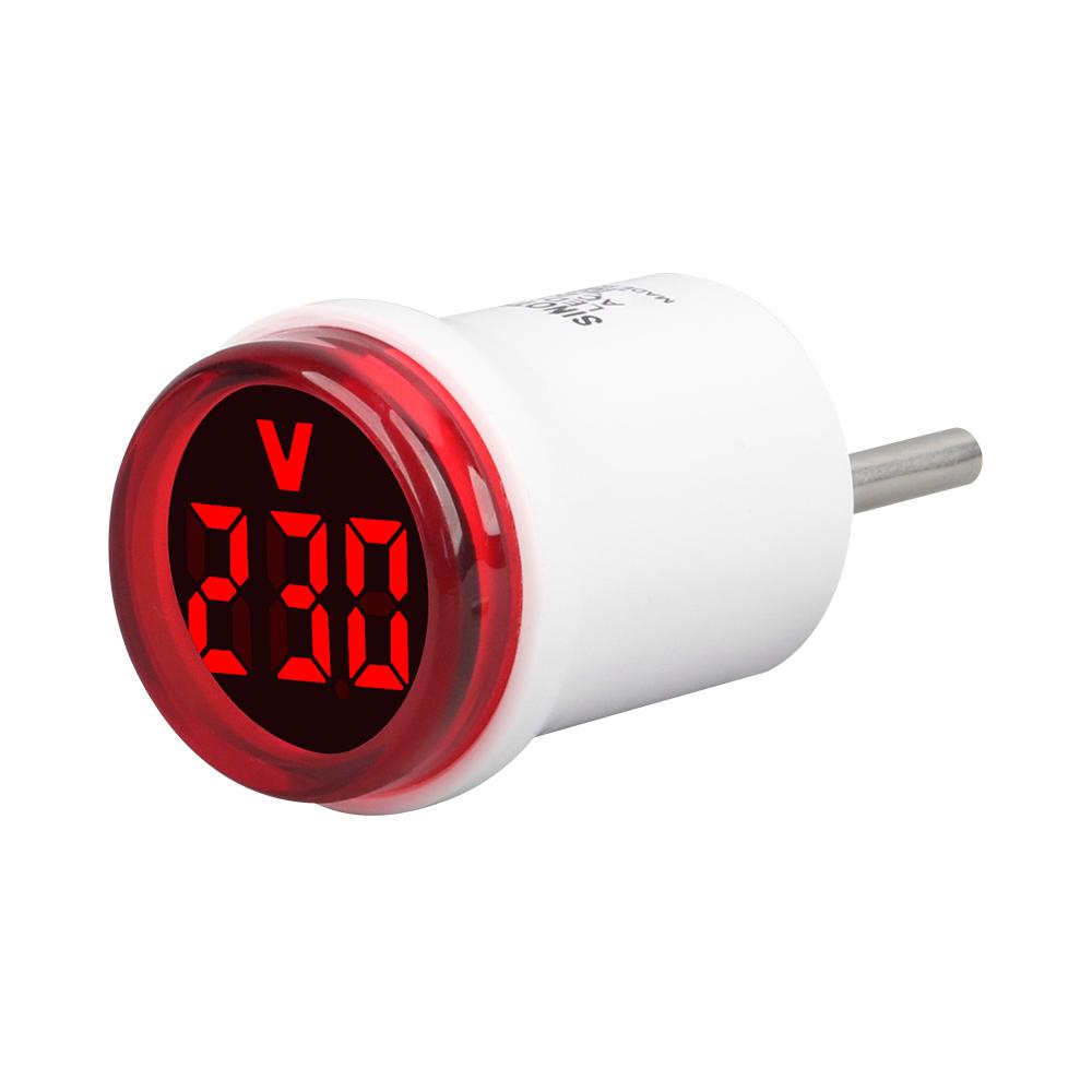 EU Plug AC 50-500V LED Digital Voltmeter 30mm Round Mini Voltage Meter Indicator Light Volt Tester Test Gauge Amp Detector
