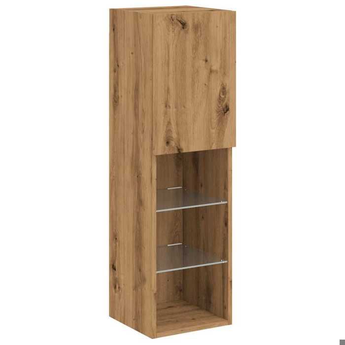 VidaXL Meuble TV avec lumières LED chêne artisanal 30,5x30x102 cm, support TV, armoire média, console TV, meuble HiFi, 857678