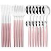 24Pcs Gold Tableware Set Stainless Steel Flatware Dinnerware Spoon Knife Fork Dinner Cutlery Set Western Kitchen Silverware