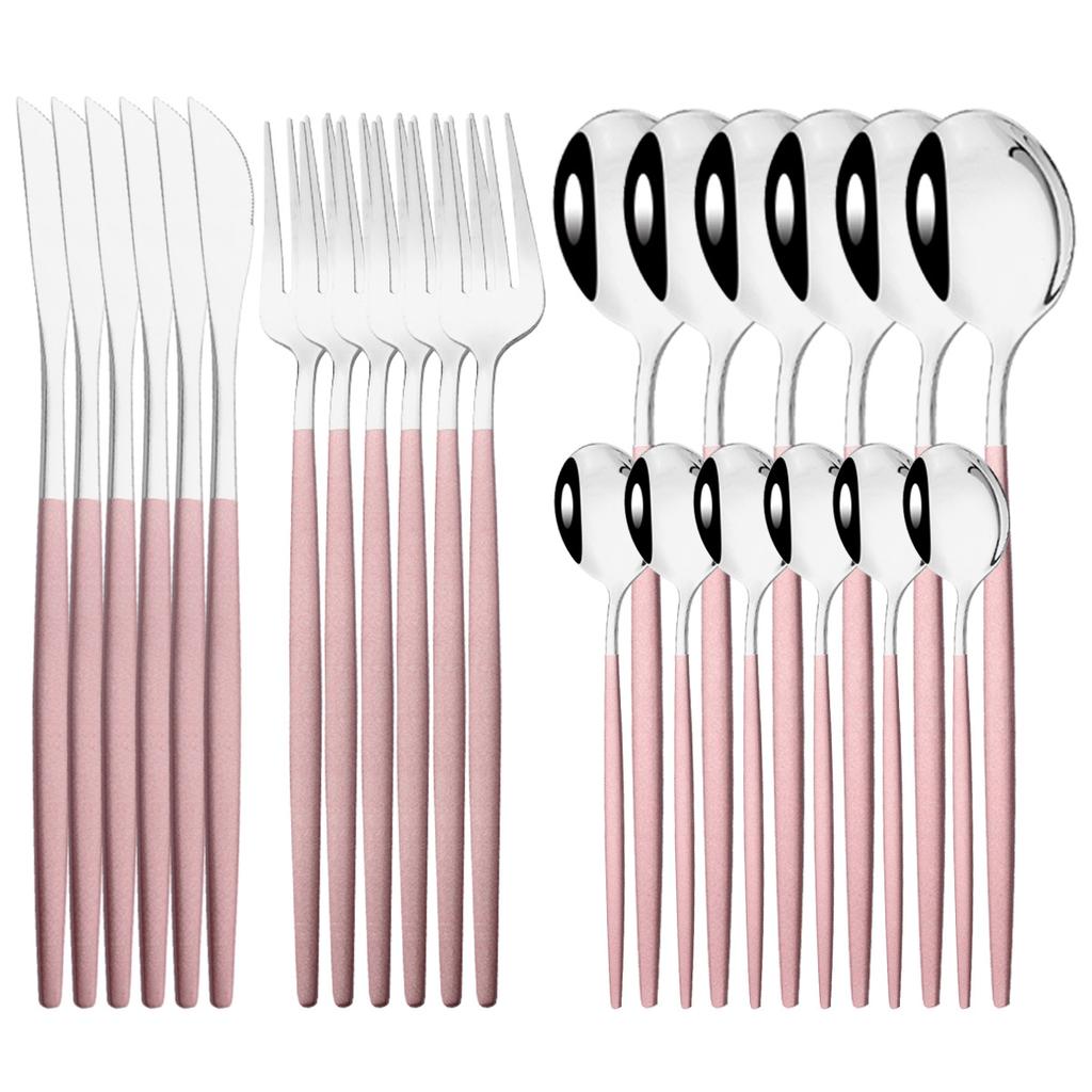 24Pcs Gold Tableware Set Stainless Steel Flatware Dinnerware Spoon Knife Fork Dinner Cutlery Set Western Kitchen Silverware