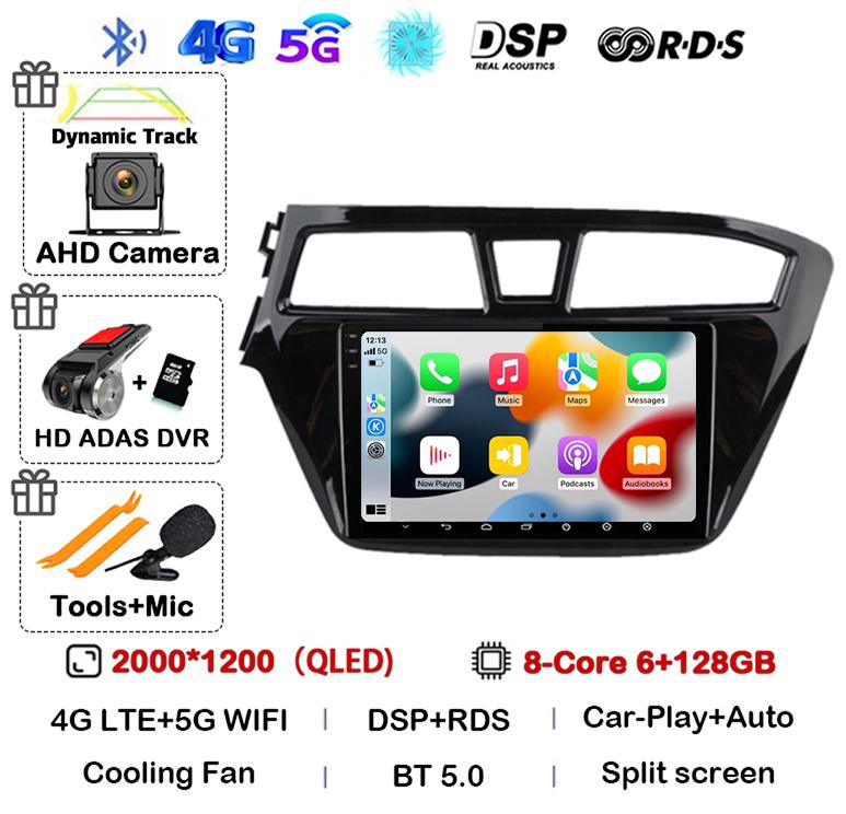 Android 14 Carplay Auto WIFI+4G For Hyundai I20 LHD 2015 2016 2017 2018 Car Radio Car Multimedia Player Stereo GPS NO 2 Din DVD