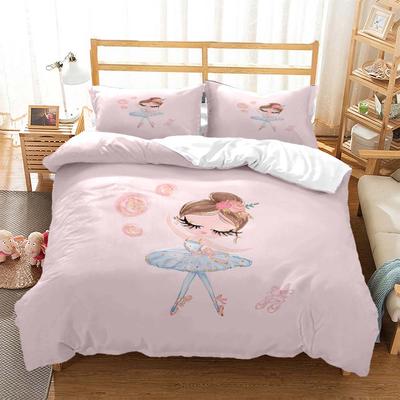 Ballerina Girls Einfaches, modisches dreiteiliges Bettset, weiches und bequemes Bettdecken- und Steppbettset