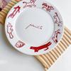 ZISIZ 'Meow Meow' Ceramic Round Plate Set