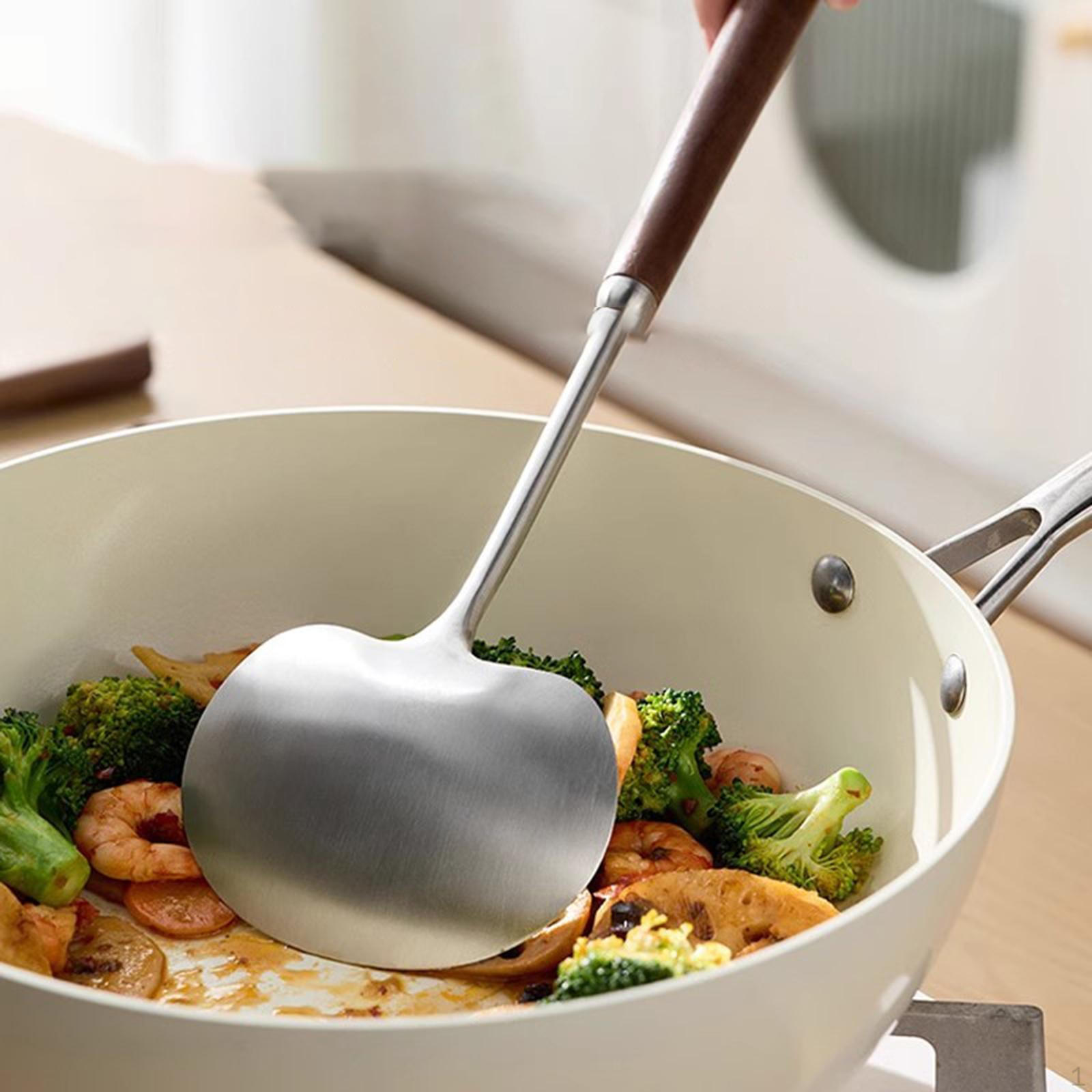 

Профессиональный, Легкий-тВок из нержавеющей стали с деревянной ручкой для сервировки и жарки. 31.5cmx8.8cm