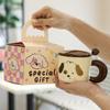Cute Cartoon Puppy Mug with Lid Ceramic Cup To Give Girlfriend Birthday Gift High Appearance Meaningful Souvenir